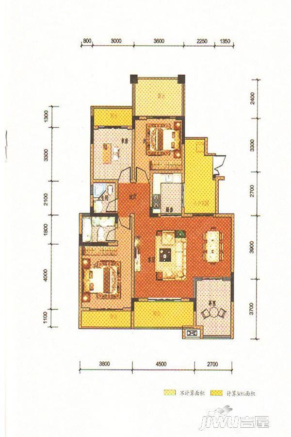 璧山鸥鹏御府3室2厅2卫户型图