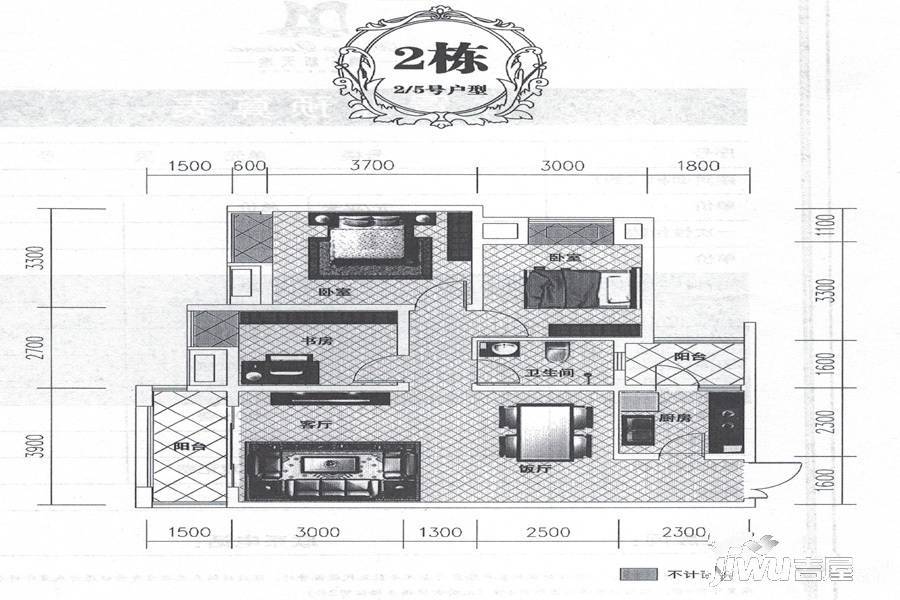 潼南博宁新天地3室2厅1卫99.1㎡户型图