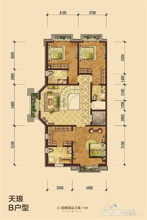 新江与城悠澜5室3厅5卫410㎡户型图