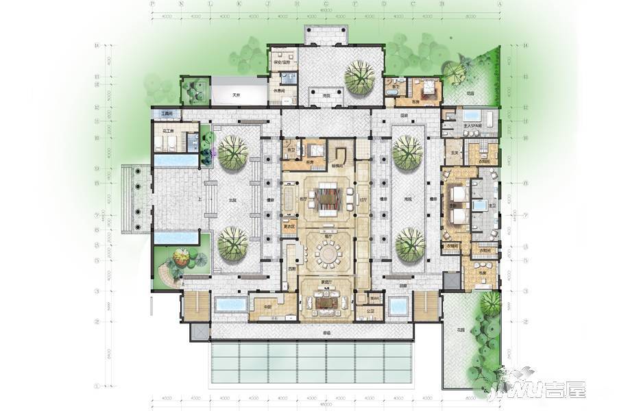 天景山院里独栋城市庄园13室8厅10卫5712㎡户型图