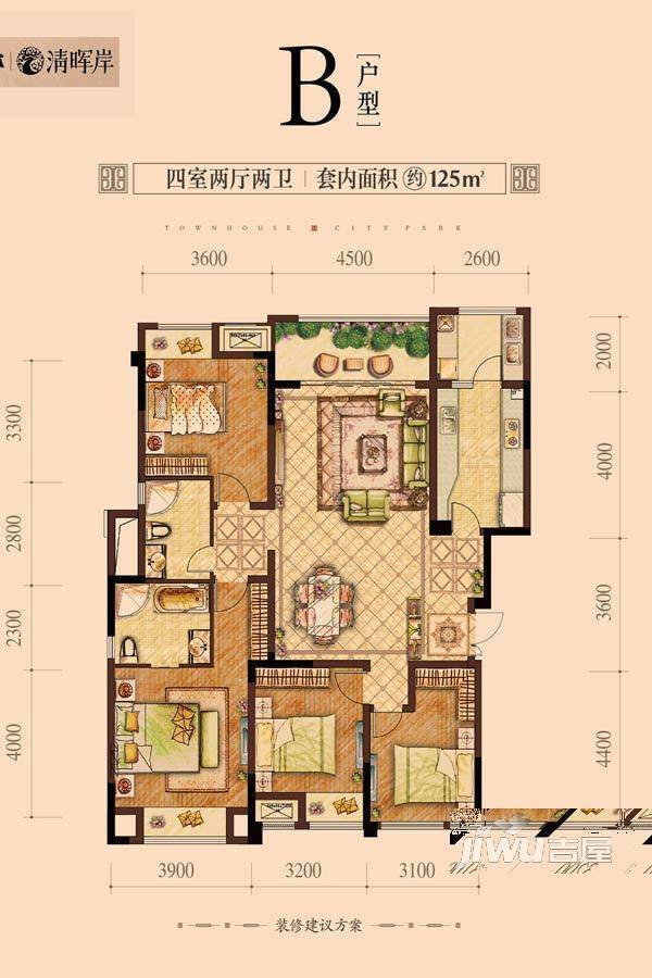 新江与城悠澜4室2厅2卫户型图