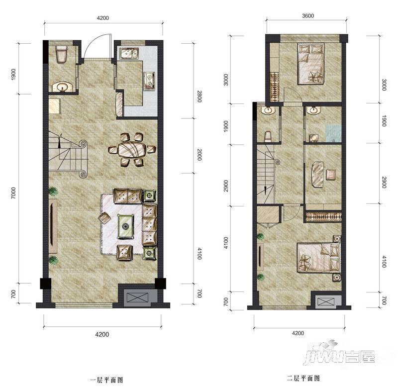 银城云水间2室3厅3卫85㎡户型图