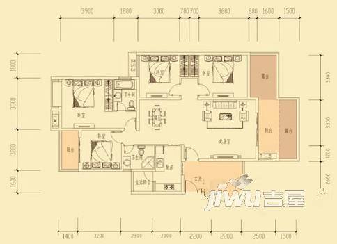 雷士澜山郡4室2厅2卫134.1㎡户型图