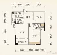 海怡天西城华府3室2厅2卫82.6㎡户型图