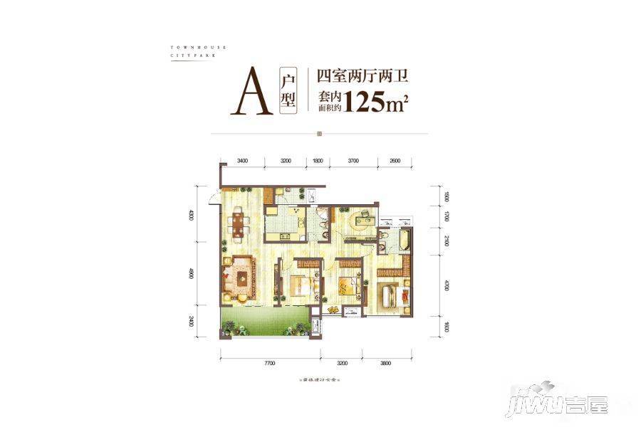 新江与城悠澜4室2厅2卫142㎡户型图