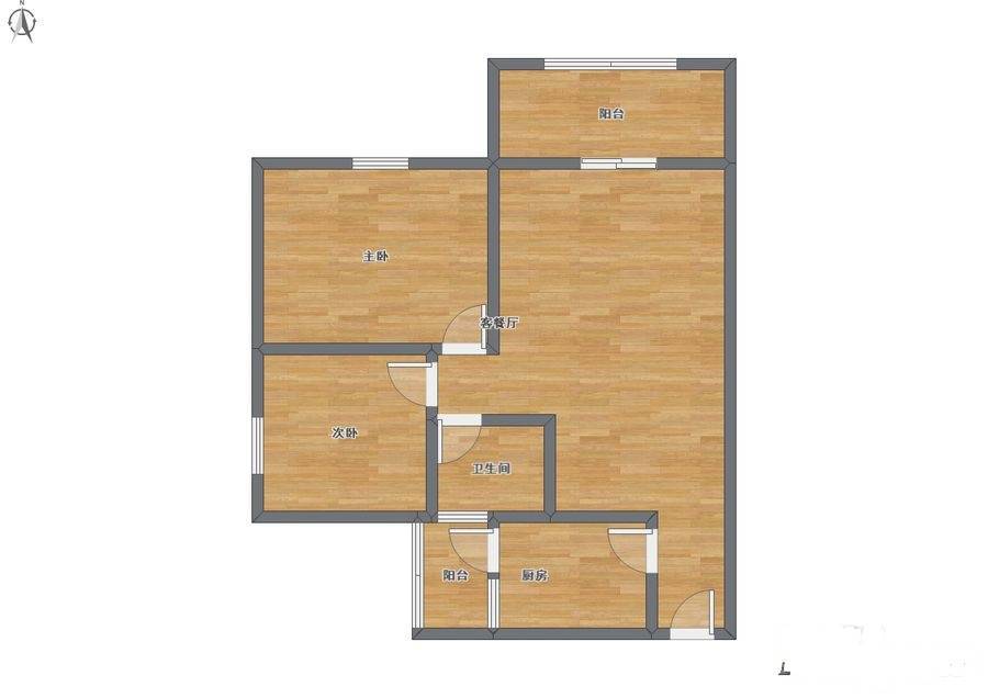 金桥新城2室2厅1卫93㎡户型图