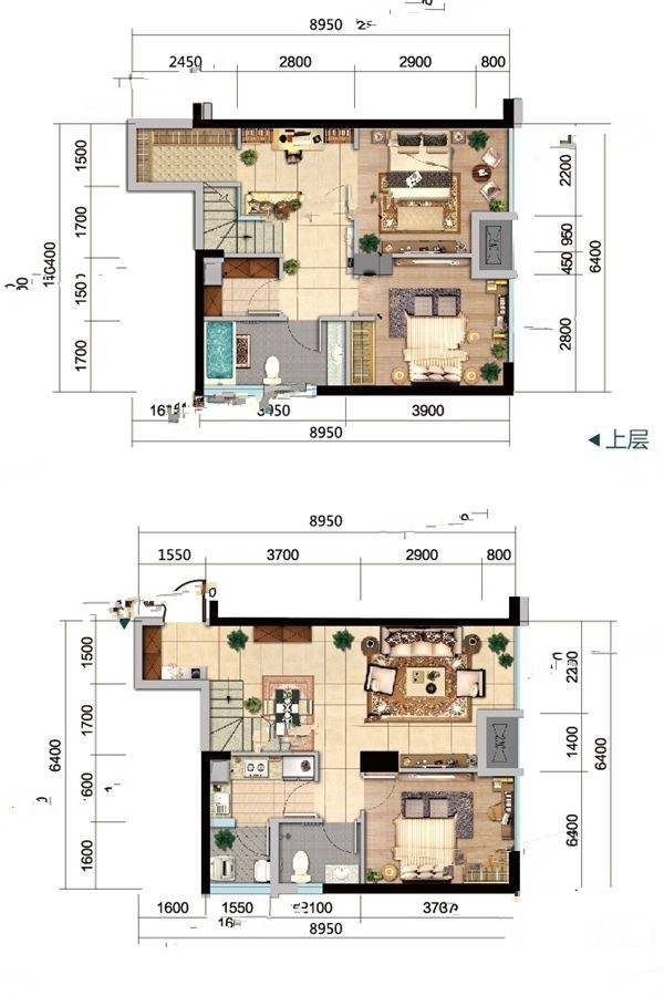 中昂彩云台4室2厅2卫59.3㎡户型图