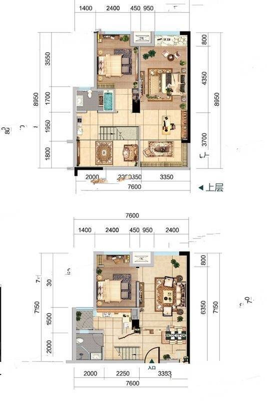 中昂彩云台4室2厅2卫59.6㎡户型图