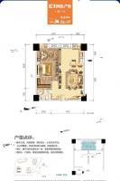 中国核建紫金一品1室2厅1卫64.8㎡户型图