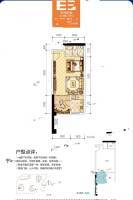 中国核建紫金一品1室1厅1卫42.3㎡户型图