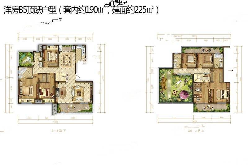 公园九里6室2厅4卫225㎡户型图