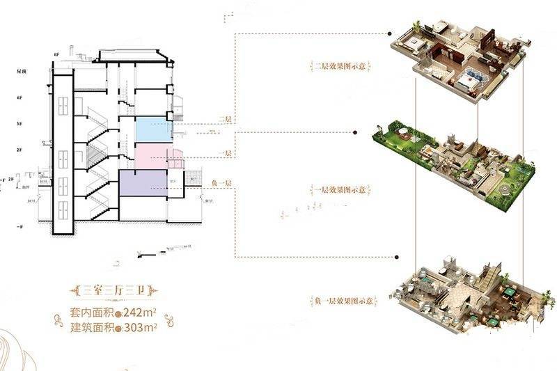 恒大优活城3室3厅3卫303㎡户型图