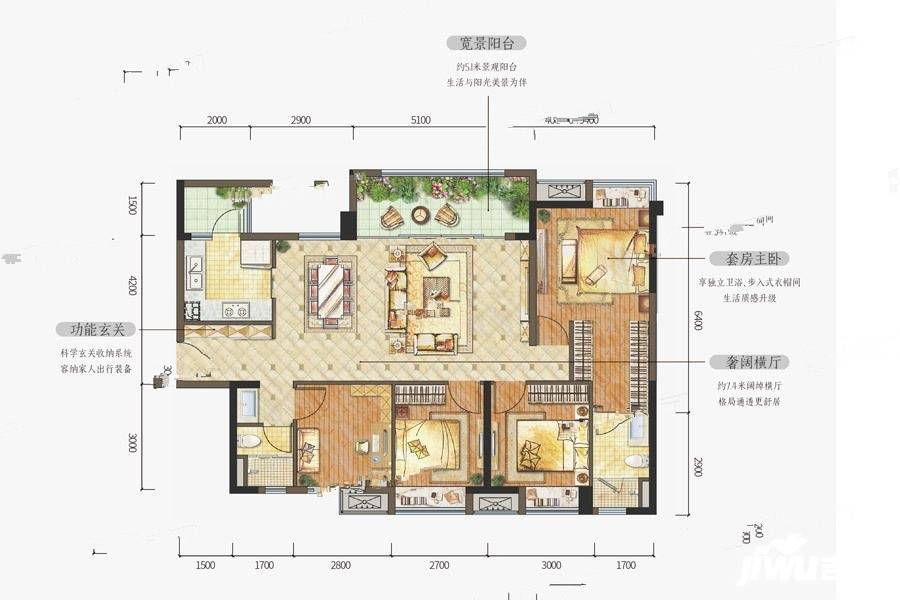 万科金域华府4室2厅2卫126㎡户型图