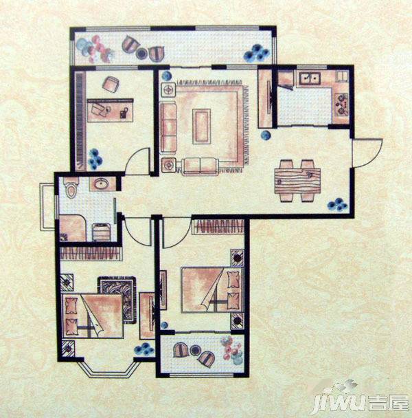 中南世纪城3室2厅1卫144㎡户型图