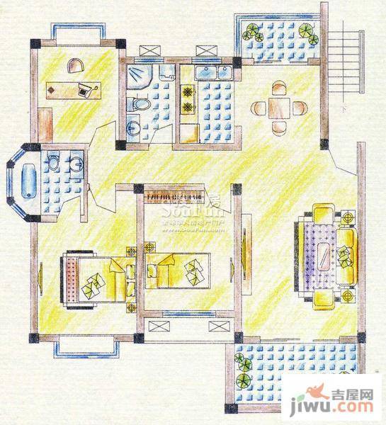 圣地雅格3室2厅2卫124㎡户型图