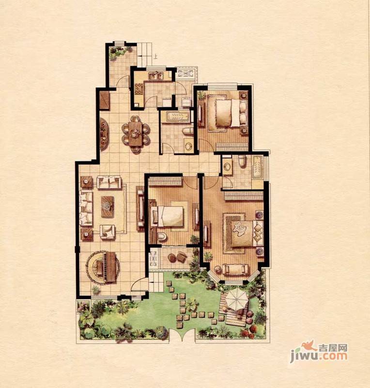 风景城邦英格兰领域3室2厅2卫115.2㎡户型图