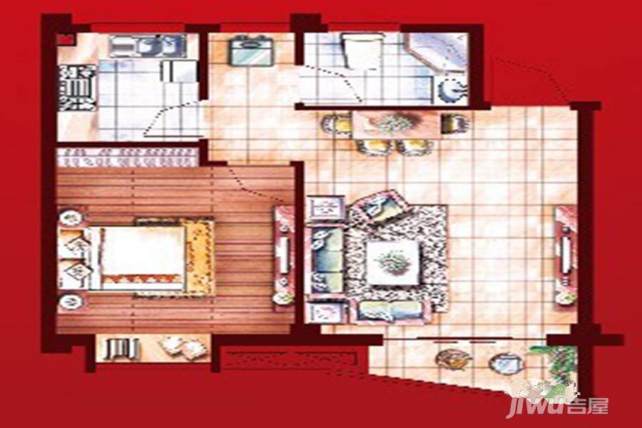 水岸华庭1室1厅1卫64㎡户型图