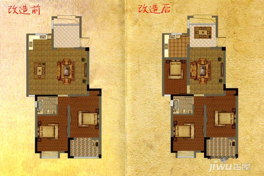 天元加州阳光3室2厅1卫107.8㎡户型图