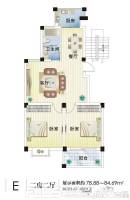 江南茗苑2室2厅1卫84.7㎡户型图