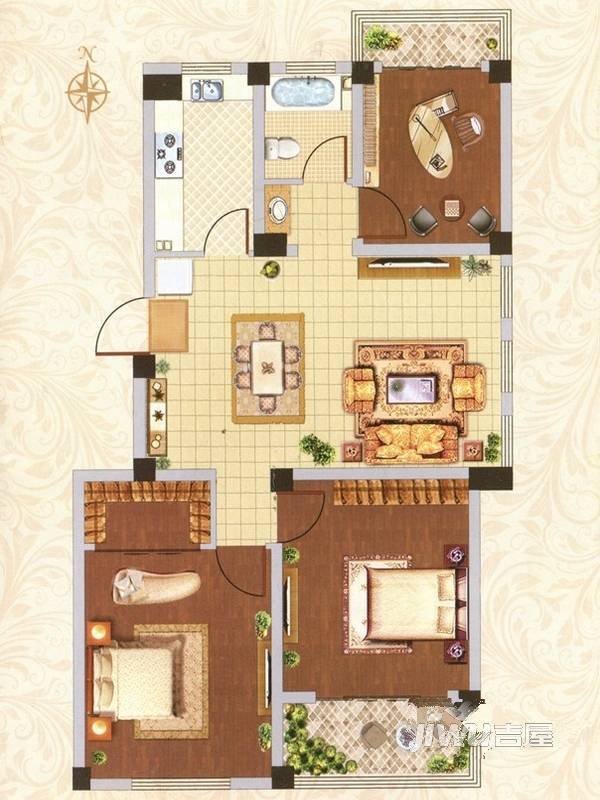 泰和铭庭3室2厅1卫103.4㎡户型图