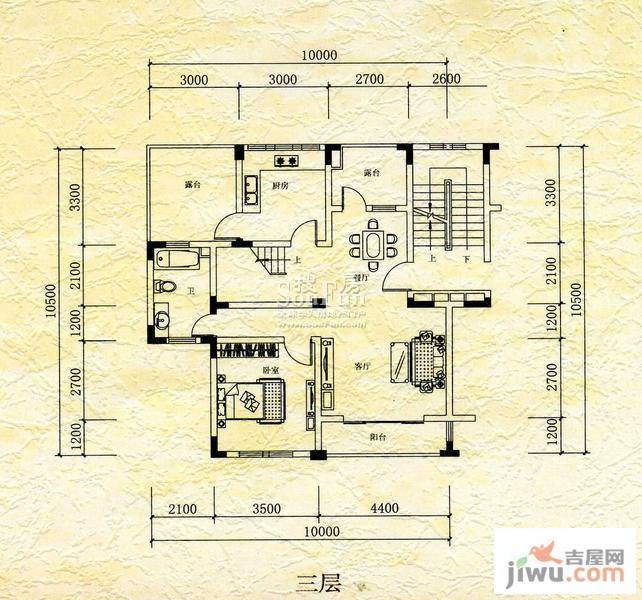 中南世纪城3室2厅1卫121㎡户型图
