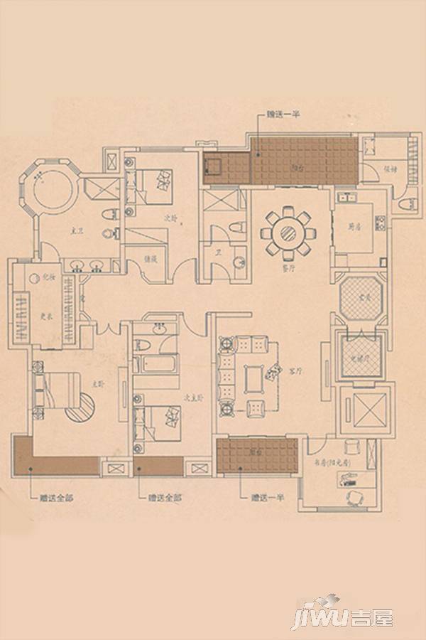 华府天地5室2厅3卫227.4㎡户型图