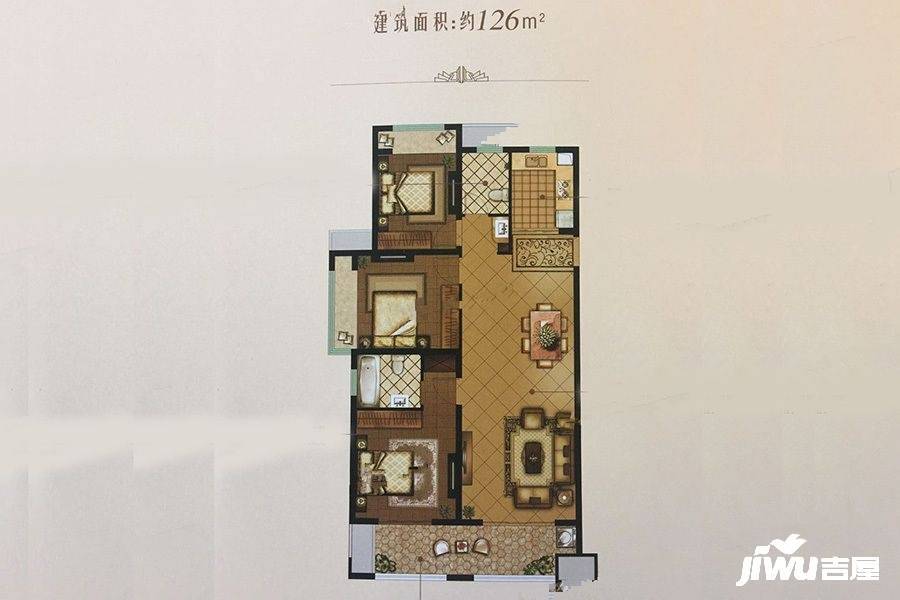 中建大观天下3室2厅2卫127㎡户型图