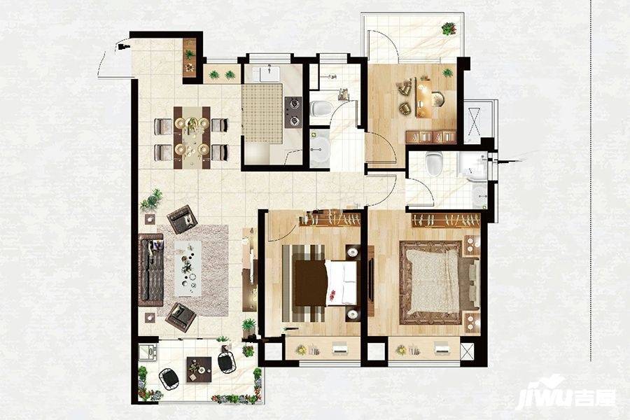 远洋香奈城三区3室2厅2卫115㎡户型图