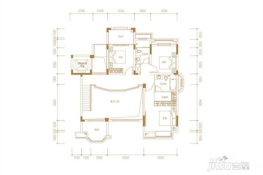 乐邦金地5室3厅4卫223.2㎡户型图