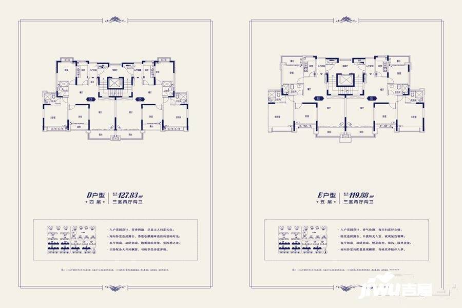 阜阳恒大御景3室2厅2卫119.9㎡户型图