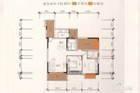 富森领峰2室2厅2卫112.7㎡户型图