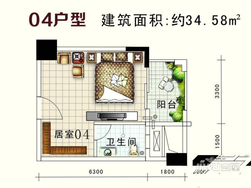 浩大岭南新邨普通住宅34.6㎡户型图