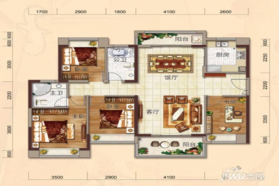 阳光马德里四期4室2厅2卫127㎡户型图