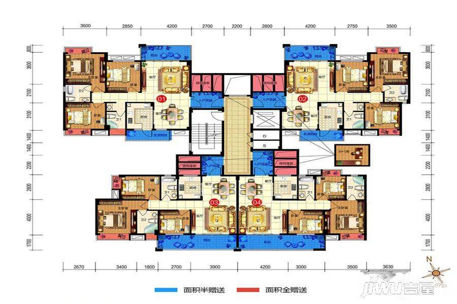 宏强时代3室2厅2卫110㎡户型图