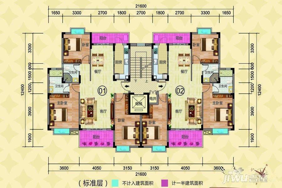 北惯锦绣天地3室2厅2卫115㎡户型图