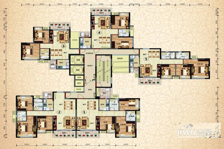 御景豪园3室2厅2卫107.8㎡户型图