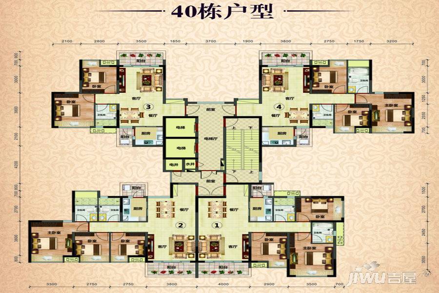 御景豪园3室2厅2卫108㎡户型图