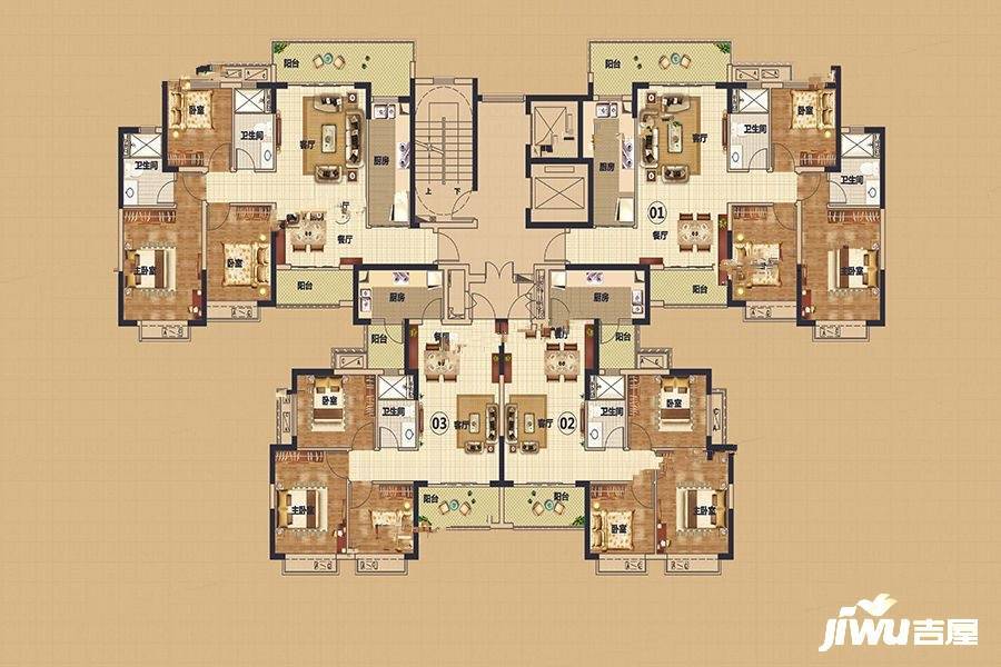 阳江恒大悦龙府3室2厅1卫90㎡户型图