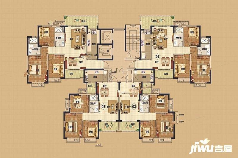 阳江恒大悦龙府3室2厅1卫90㎡户型图