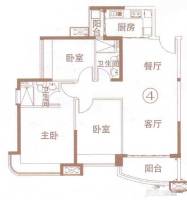 宏鼎海山壹号3室2厅2卫105㎡户型图