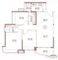 宏鼎海山壹号3室2厅2卫107㎡户型图