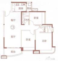 宏鼎海山壹号3室2厅2卫107㎡户型图