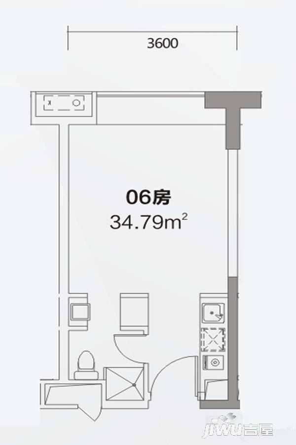 依云国际1室1厅1卫34.8㎡户型图