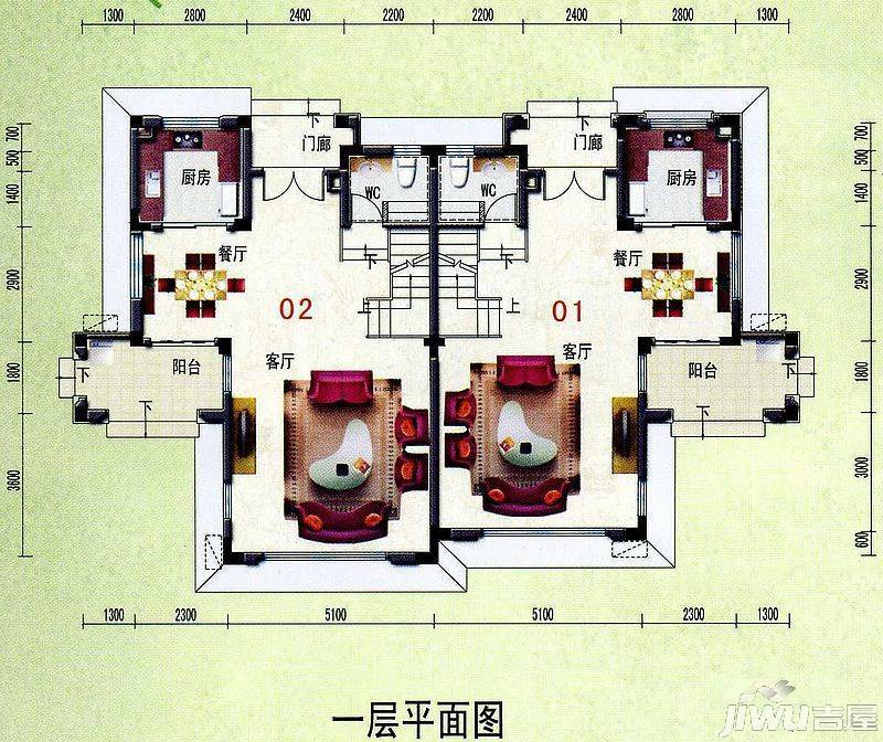 碧桂园如山湖城2室2厅1卫144.2㎡户型图