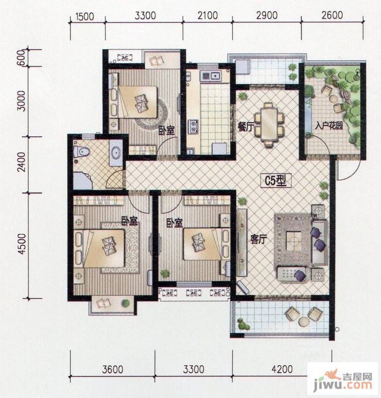 春晖家园3室2厅1卫117.5㎡户型图