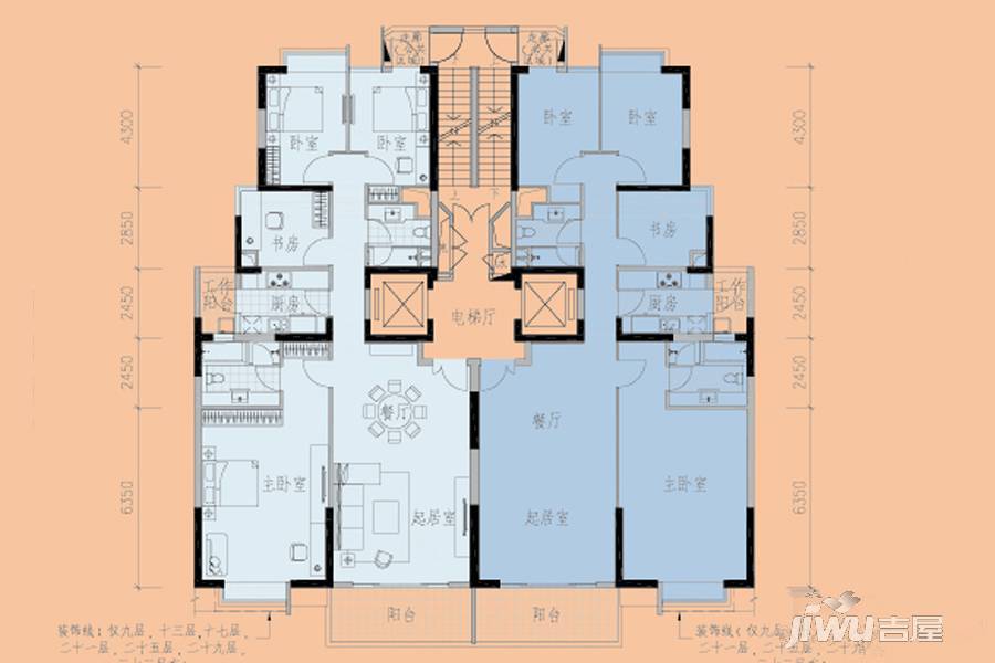 涟城4室2厅2卫180㎡户型图