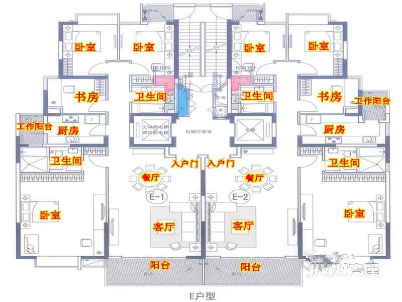 涟城4室2厅2卫180㎡户型图