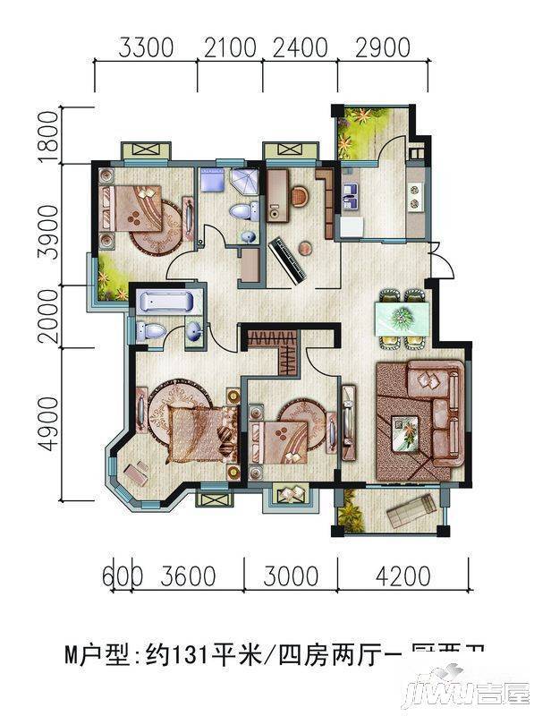 林景雅园4室2厅2卫131㎡户型图