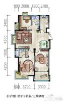 林景雅园3室2厅2卫115㎡户型图