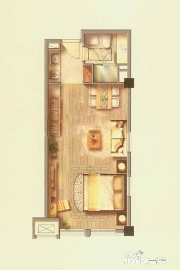 复地新都国际1室1厅1卫63㎡户型图